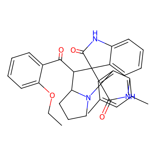 1'-[(2-ethoxyphenyl)carbonyl]-5'',7''-dimethyl-1,1'',2,2'',5',6',7',7'a-octahydro-1'H-dispiro[indole-3,2'-pyrrolizine-3',3''-indole]-2,2''-dione structure