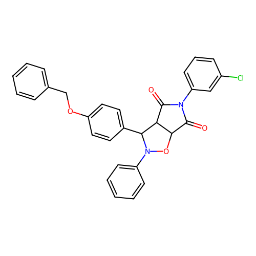 3-(4-(benzyloxy)phenyl)-5-(3-chlorophenyl)-2-phenyldihydro-2H-pyrrolo[3,4-d]isoxazole-4,6(5H,6aH)-dione structure
