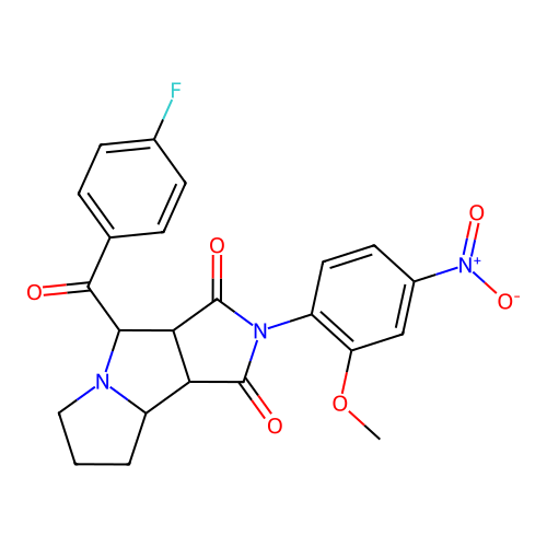 4-(4-fluorobenzoyl)-2-(2-methoxy-4-nitrophenyl)-4,6,7,8,8a,8b-hexahydro-3aH-pyrrolo[3,4-a]pyrrolizine-1,3-dione structure