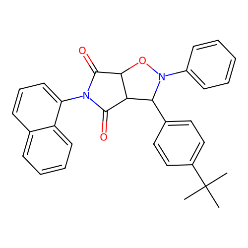 3-(4-(tert-butyl)phenyl)-5-(naphthalen-1-yl)-2-phenyldihydro-2H-pyrrolo[3,4-d]isoxazole-4,6(5H,6aH)-dione structure