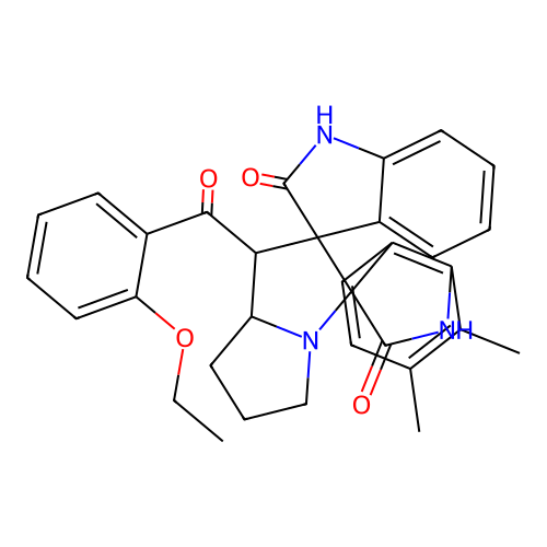 1'-[(2-ethoxyphenyl)carbonyl]-6'',7''-dimethyl-1,1'',2,2'',5',6',7',7'a-octahydro-1'H-dispiro[indole-3,2'-pyrrolizine-3',3''-indole]-2,2''-dione structure