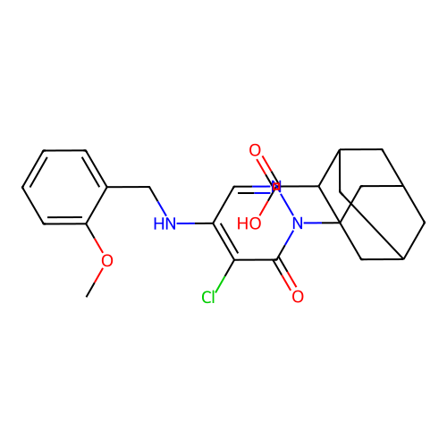 (1S,2R,3S,5R,7S)-1-(5-chloro-4-((2-methoxybenzyl)amino)-6-oxopyridazin-1(6H)-yl)adamantane-2-carboxylic acid structure