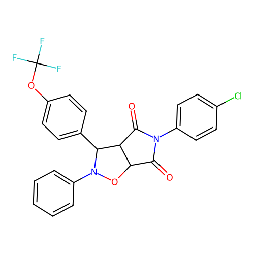 5-(4-chlorophenyl)-2-phenyl-3-(4-(trifluoromethoxy)phenyl)dihydro-2H-pyrrolo[3,4-d]isoxazole-4,6(5H,6aH)-dione structure