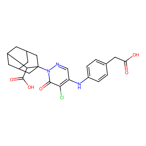 1-[4-[4-(carboxymethyl)anilino]-5-chloro-6-oxopyridazin-1-yl]adamantane-2-carboxylic acid structure
