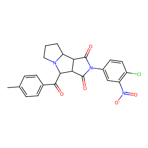 2-(4-chloro-3-nitrophenyl)-4-(4-methylbenzoyl)-4,6,7,8,8a,8b-hexahydro-3aH-pyrrolo[3,4-a]pyrrolizine-1,3-dione structure