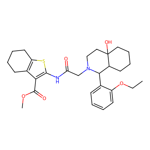 methyl 2-({[1-(2-ethoxyphenyl)-4a-hydroxyoctahydro-2(1H)-isoquinolinyl]acetyl}amino)-4,5,6,7-tetrahydro-1-benzothiophene-3-carboxylate structure