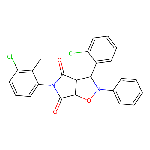 5-(3-chloro-2-methylphenyl)-3-(2-chlorophenyl)-2-phenyl-3a,6a-dihydro-3H-pyrrolo[3,4-d][1,2]oxazole-4,6-dione structure