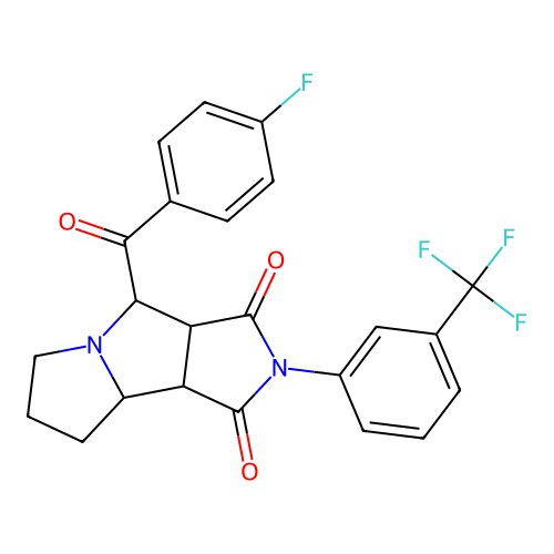 4-(4-fluorobenzoyl)-2-(3-(trifluoromethyl)phenyl)hexahydropyrrolo[3,4-a]pyrrolizine-1,3(2H,8bH)-dione structure