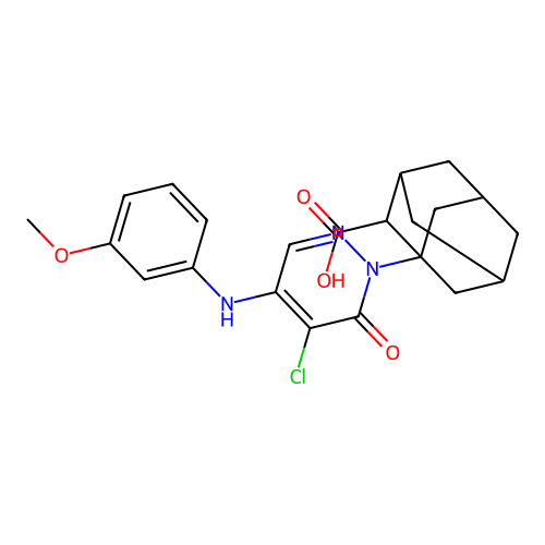 1-[5-chloro-4-(3-methoxyanilino)-6-oxopyridazin-1-yl]adamantane-2-carboxylic acid structure