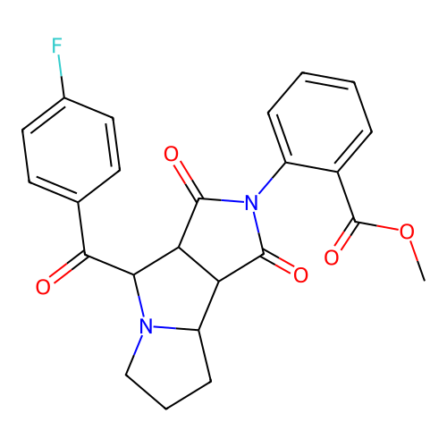 methyl 2-(4-(4-fluorobenzoyl)-1,3-dioxooctahydropyrrolo[3,4-a]pyrrolizin-2(3H)-yl)benzoate structure