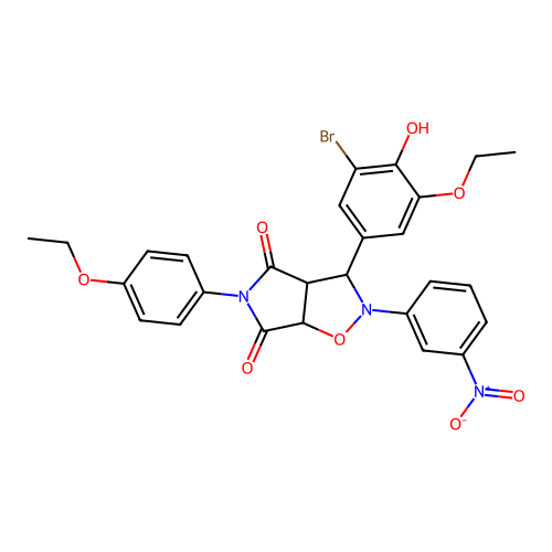 3-(3-bromo-5-ethoxy-4-hydroxyphenyl)-5-(4-ethoxyphenyl)-2-(3-nitrophenyl)dihydro-2H-pyrrolo[3,4-d]isoxazole-4,6(5H,6aH)-dione structure