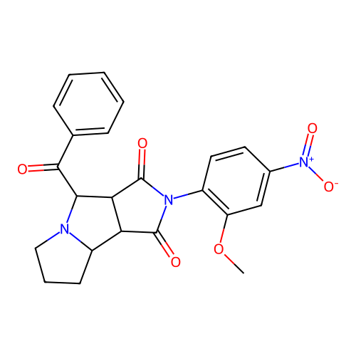 4-benzoyl-2-(2-methoxy-4-nitrophenyl)hexahydropyrrolo[3,4-a]pyrrolizine-1,3(2H,8bH)-dione structure