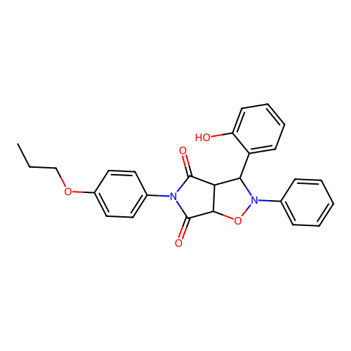 3-(2-hydroxyphenyl)-2-phenyl-5-(4-propoxyphenyl)-3a,6a-dihydro-3H-pyrrolo[3,4-d][1,2]oxazole-4,6-dione structure