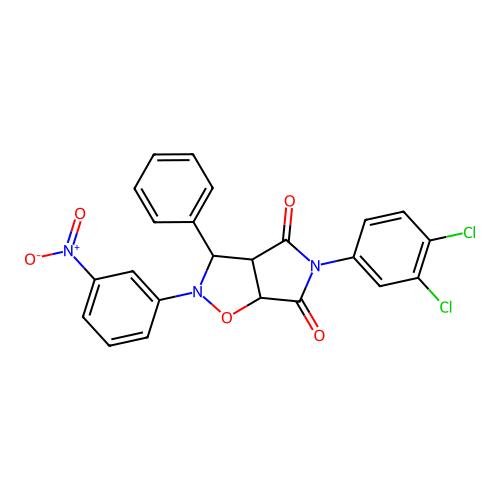 3-(3,4-dichlorophenyl)-7-(3-nitrophenyl)-8-phenyl-6-oxa-3,7-diazabicyclo[3.3.0]octane-2,4-dione structure