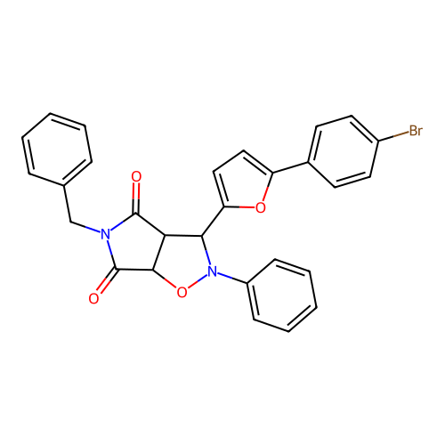 3-benzyl-8-[5-(4-bromophenyl)-2-furyl]-7-phenyl-6-oxa-3,7-diazabicyclo[3.3.0]octane-2,4-dione structure