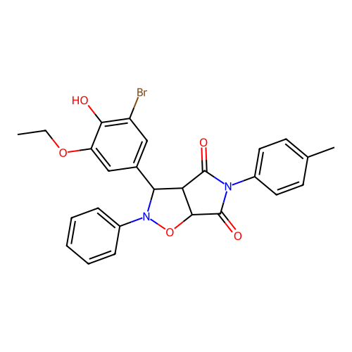 3-(3-bromo-5-ethoxy-4-hydroxyphenyl)-2-phenyl-5-(p-tolyl)dihydro-2H-pyrrolo[3,4-d]isoxazole-4,6(5H,6aH)-dione structure