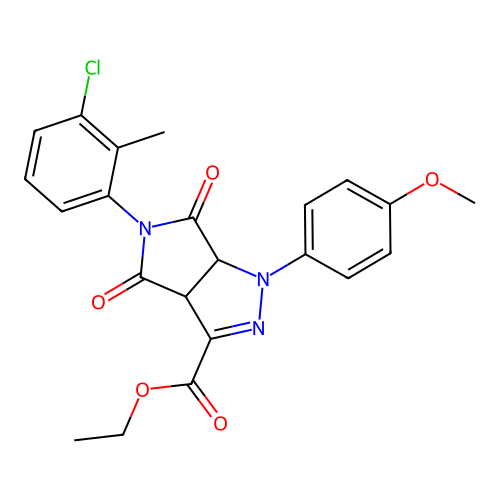 ethyl 5-(3-chloro-2-methylphenyl)-1-(4-methoxyphenyl)-4,6-dioxo-1,3a,4,5,6,6a-hexahydropyrrolo[3,4-c]pyrazole-3-carboxylate structure