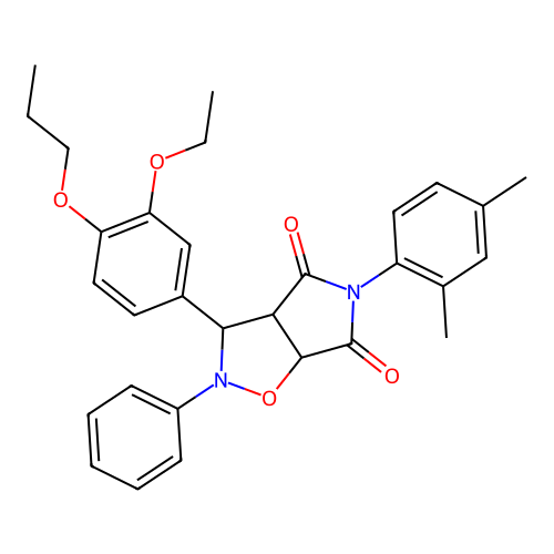 5-(2,4-dimethylphenyl)-3-(3-ethoxy-4-propoxyphenyl)-2-phenyl-3a,6a-dihydro-3H-pyrrolo[3,4-d][1,2]oxazole-4,6-dione structure