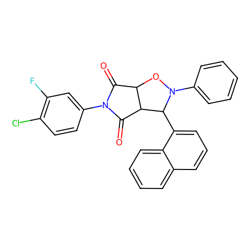 5-(4-chloro-3-fluorophenyl)-3-(naphthalen-1-yl)-2-phenyldihydro-2H-pyrrolo[3,4-d][1,2]oxazole-4,6(3H,5H)-dione structure