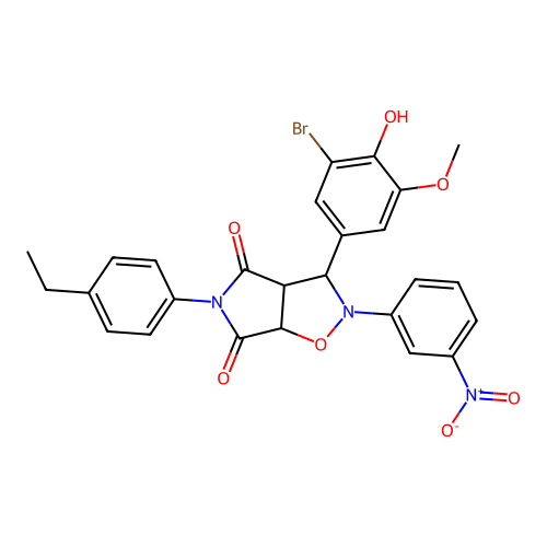 3-(3-bromo-4-hydroxy-5-methoxyphenyl)-5-(4-ethylphenyl)-2-(3-nitrophenyl)dihydro-2H-pyrrolo[3,4-d]isoxazole-4,6(5H,6aH)-dione structure