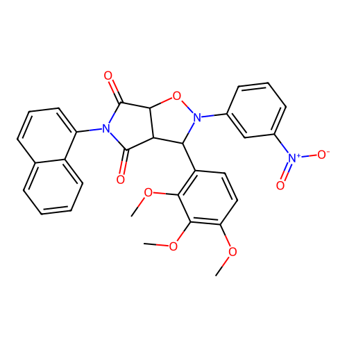 5-(naphthalen-1-yl)-2-(3-nitrophenyl)-3-(2,3,4-trimethoxyphenyl)dihydro-2H-pyrrolo[3,4-d]isoxazole-4,6(5H,6aH)-dione structure