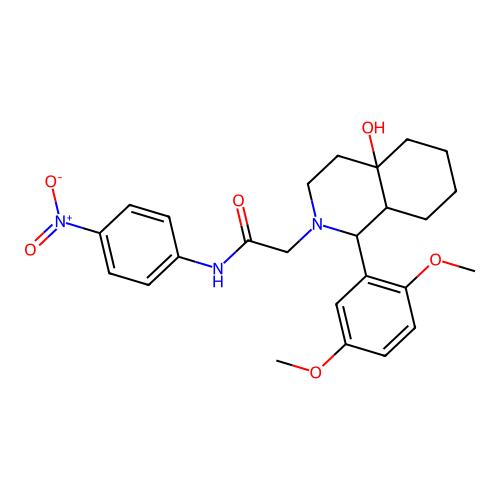 2-(1-(2,5-dimethoxyphenyl)-4a-hydroxyoctahydroisoquinolin-2(1H)-yl)-N-(4-nitrophenyl)acetamide structure