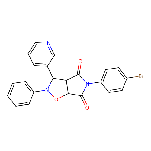 3-(4-bromophenyl)-7-phenyl-8-pyridin-3-yl-6-oxa-3,7-diazabicyclo[3.3.0]octane-2,4-dione structure