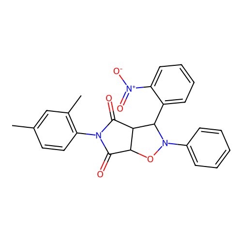 3-(2,4-dimethylphenyl)-8-(2-nitrophenyl)-7-phenyl-6-oxa-3,7-diazabicyclo[3.3.0]octane-2,4-dione structure