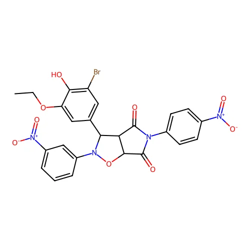 3-(3-溴-5-乙氧基-4-羟基苯基)-2-(3-硝基苯基)-5-(4-硝基苯基)-3a,6a-二氢-3H-吡咯并[3,4-d][1,2]噁唑-4,6-二酮 structure