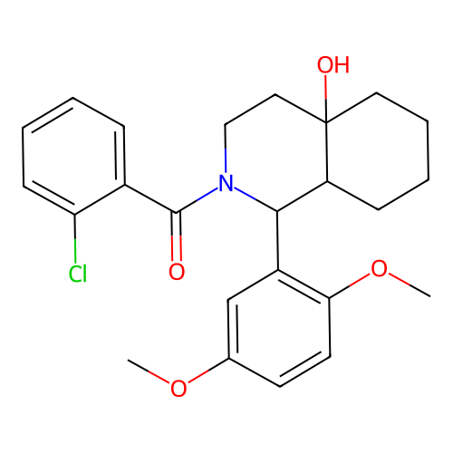(2-chlorophenyl)(1-(2,5-dimethoxyphenyl)-4a-hydroxyoctahydroisoquinolin-2(1H)-yl)methanone structure
