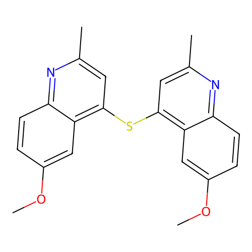 Bis(6-methoxy-2-methylquinolin-4-yl)sulfane structure