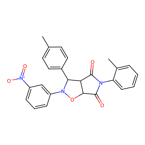 2-(3-nitrophenyl)-5-(o-tolyl)-3-(p-tolyl)dihydro-2H-pyrrolo[3,4-d]isoxazole-4,6(5H,6aH)-dione structure