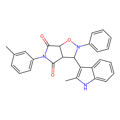 3-(2-methyl-1H-indol-3-yl)-2-phenyl-5-(m-tolyl)dihydro-2H-pyrrolo[3,4-d]isoxazole-4,6(5H,6aH)-dione structure