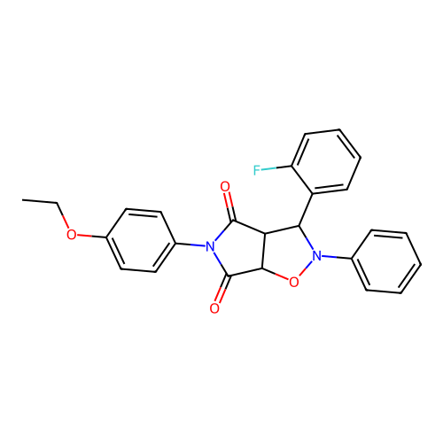3-(4-ethoxyphenyl)-8-(2-fluorophenyl)-7-phenyl-6-oxa-3,7-diazabicyclo[3.3.0]octane-2,4-dione structure