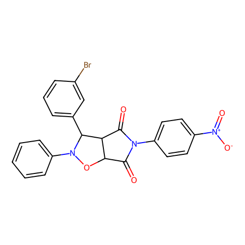 3-(3-bromophenyl)-5-(4-nitrophenyl)-2-phenyl-3a,6a-dihydro-3H-pyrrolo[3,4-d][1,2]oxazole-4,6-dione structure