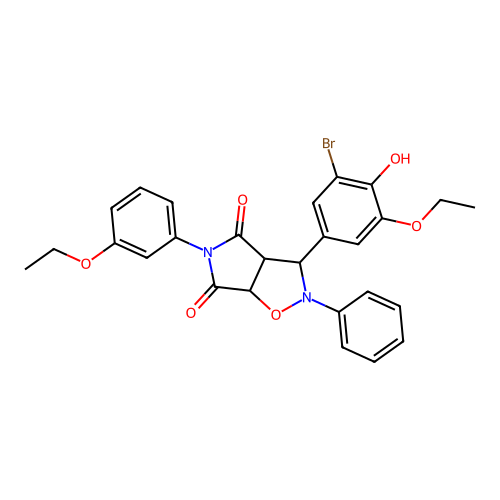 3-(3-bromo-5-ethoxy-4-hydroxyphenyl)-5-(3-ethoxyphenyl)-2-phenyl-3a,6a-dihydro-3H-pyrrolo[3,4-d][1,2]oxazole-4,6-dione structure