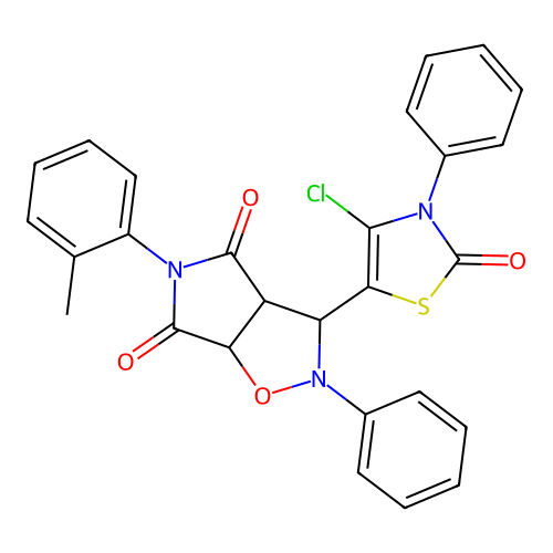 3-(4-chloro-2-oxo-3-phenyl-1,3-thiazol-5-yl)-5-(2-methylphenyl)-2-phenyl-3a,6a-dihydro-3H-pyrrolo[3,4-d][1,2]oxazole-4,6-dione structure