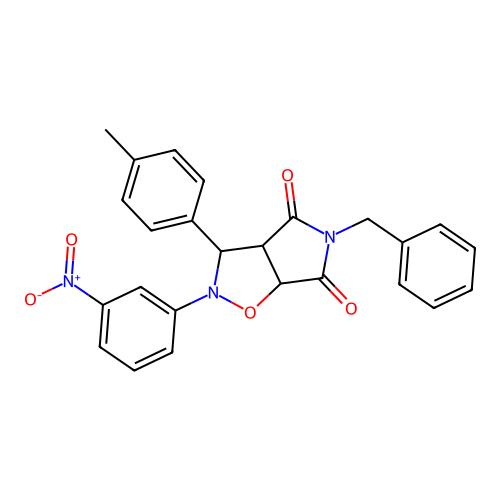 3-benzyl-8-(4-methylphenyl)-7-(3-nitrophenyl)-6-oxa-3,7-diazabicyclo[3.3.0]octane-2,4-dione structure