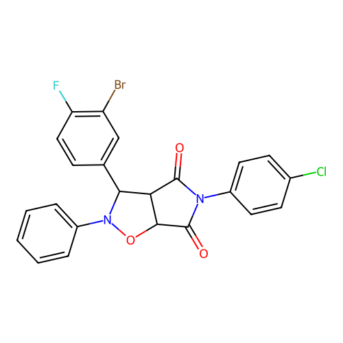 3-(3-bromo-4-fluorophenyl)-5-(4-chlorophenyl)-2-phenyl-3a,6a-dihydro-3H-pyrrolo[3,4-d][1,2]oxazole-4,6-dione structure