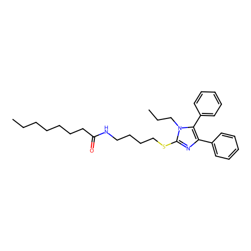 N-[4-(4,5-diphenyl-1-propylimidazol-2-yl)sulfanylbutyl]octanamide structure