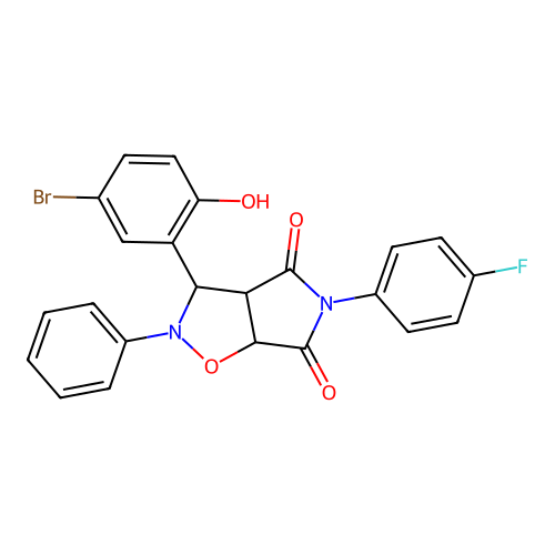 3-(5-bromo-2-hydroxyphenyl)-5-(4-fluorophenyl)-2-phenyl-3a,6a-dihydro-3H-pyrrolo[3,4-d][1,2]oxazole-4,6-dione structure