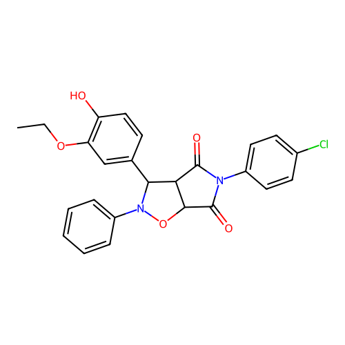5-(4-chlorophenyl)-3-(3-ethoxy-4-hydroxyphenyl)-2-phenyl-3a,6a-dihydro-3H-pyrrolo[3,4-d][1,2]oxazole-4,6-dione structure