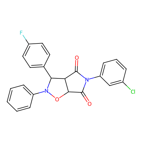 5-(3-chlorophenyl)-3-(4-fluorophenyl)-2-phenyldihydro-2H-pyrrolo[3,4-d][1,2]oxazole-4,6(3H,5H)-dione structure