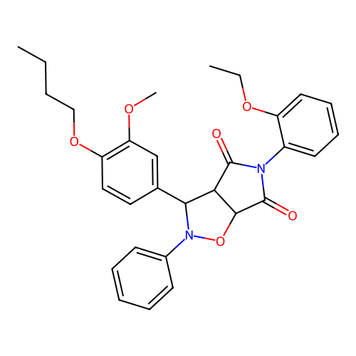 3-(4-butoxy-3-methoxyphenyl)-5-(2-ethoxyphenyl)-2-phenyl-3a,6a-dihydro-3H-pyrrolo[3,4-d][1,2]oxazole-4,6-dione structure