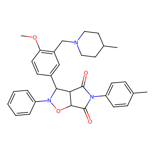 3-(4-methoxy-3-((4-methylpiperidin-1-yl)methyl)phenyl)-2-phenyl-5-(p-tolyl)dihydro-2H-pyrrolo[3,4-d]isoxazole-4,6(5H,6aH)-dione structure