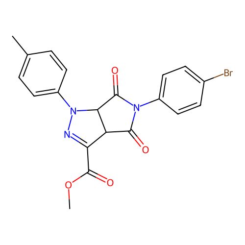 methyl 5-(4-bromophenyl)-1-(4-methylphenyl)-4,6-dioxo-1,3a,4,5,6,6a-hexahydropyrrolo[3,4-c]pyrazole-3-carboxylate structure