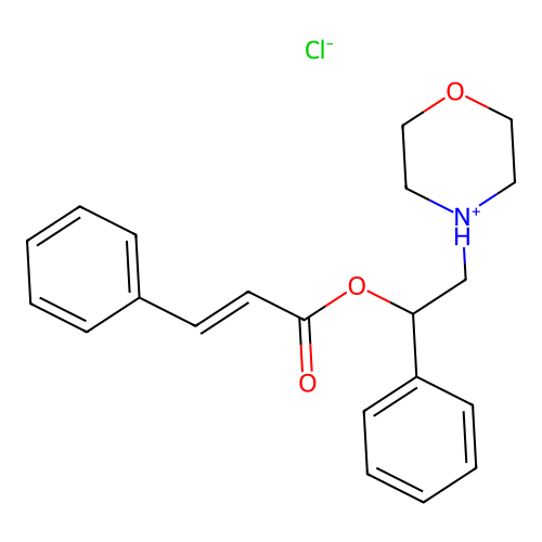 Cinnamic acid, alpha-(morpholinomethyl)benzyl ester, hydrochloride structure