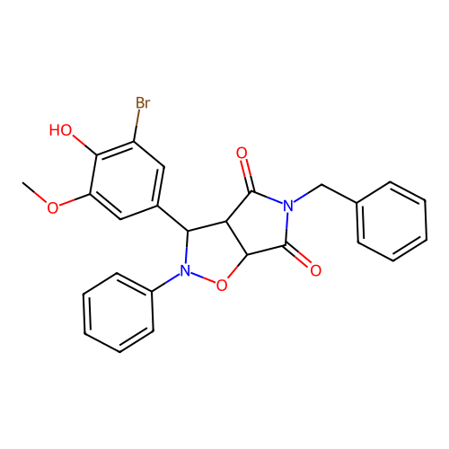 5-benzyl-3-(3-bromo-4-hydroxy-5-methoxyphenyl)-2-phenyl-3a,6a-dihydro-3H-pyrrolo[3,4-d][1,2]oxazole-4,6-dione structure