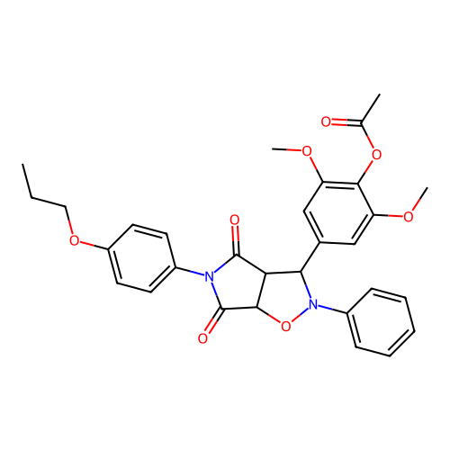 [4-[4,6-dioxo-2-phenyl-5-(4-propoxyphenyl)-3a,6a-dihydro-3H-pyrrolo[3,4-d][1,2]oxazol-3-yl]-2,6-dimethoxyphenyl] acetate structure