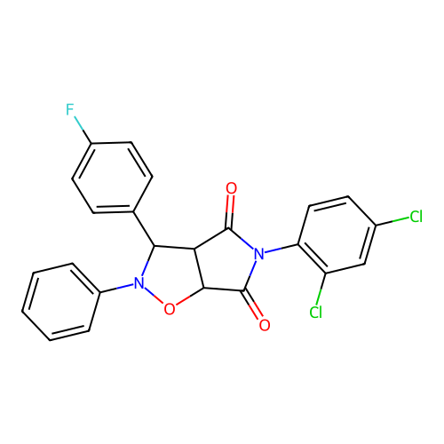 3-(2,4-dichlorophenyl)-8-(4-fluorophenyl)-7-phenyl-6-oxa-3,7-diazabicyclo[3.3.0]octane-2,4-dione structure
